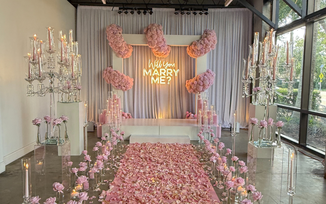 Luxury floral proposal stage installation by BLux in Orlando