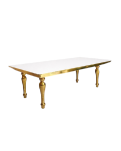Signature gold estate table for luxury wedding reception in Orlando Florida