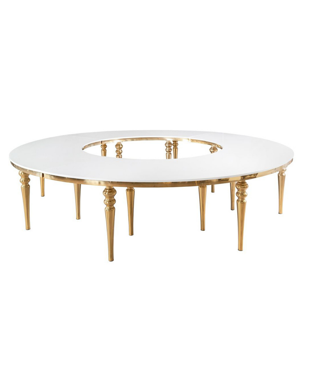 White and gold serpentine table rental luxury wedding Orlando